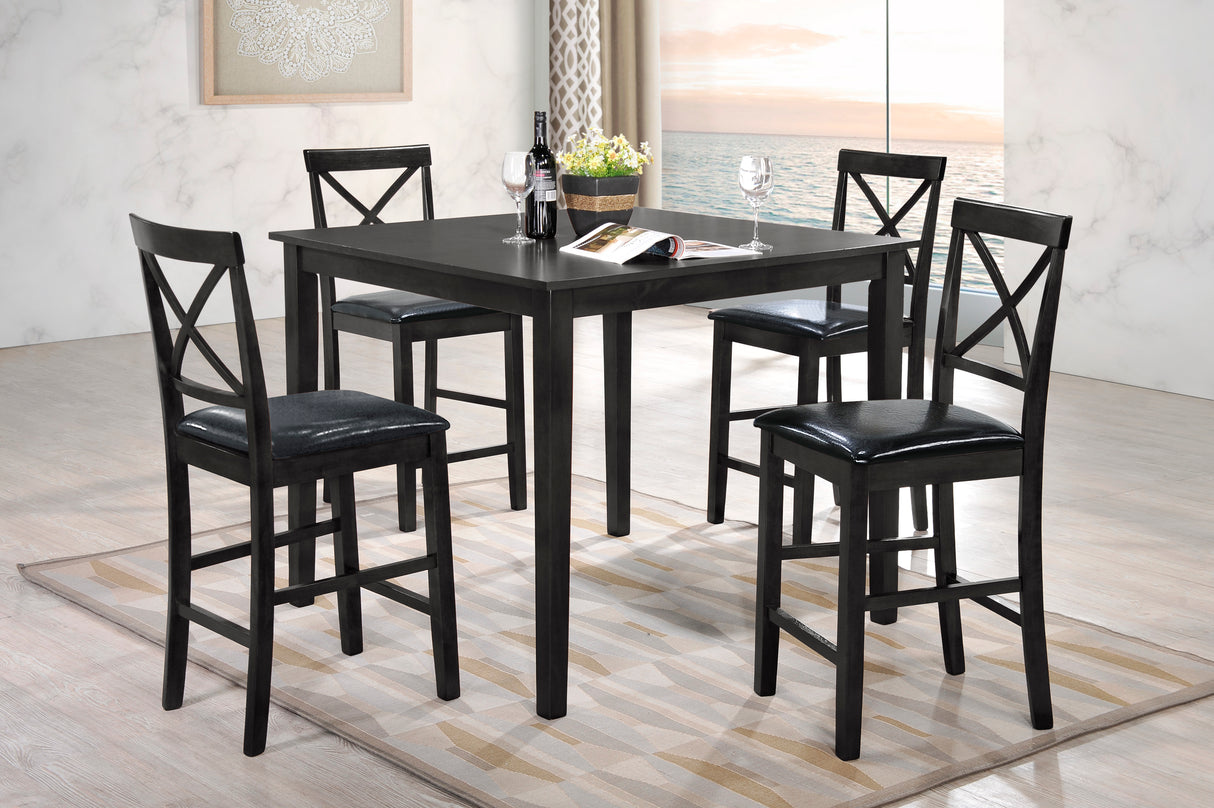 Traditional 5-Piece Counter Height Dining Set with Pub Table & X-Back Chairs