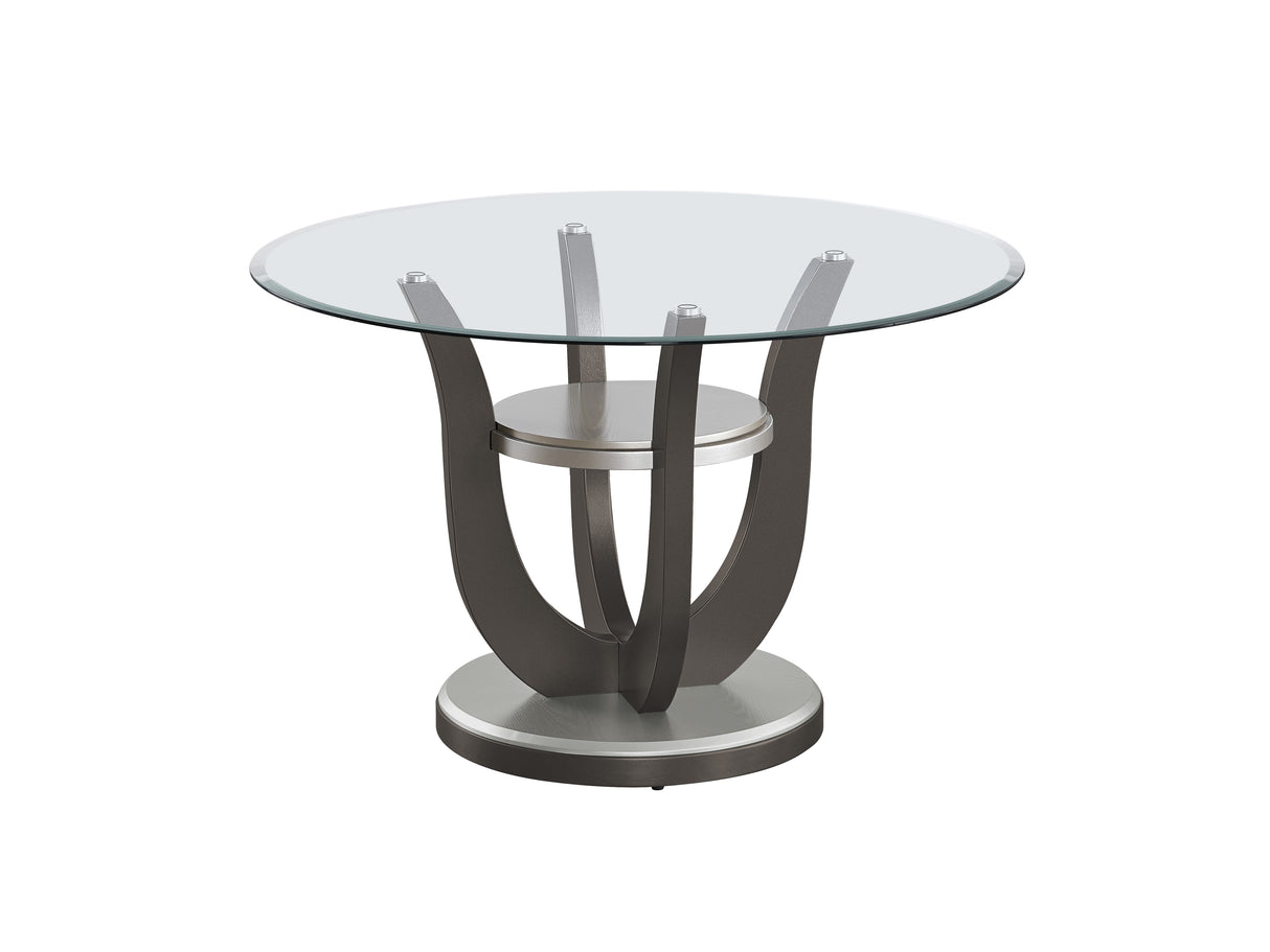 5 Piece Dining Room Set with Round Glass Tabletop by Mollai Collections | Bel Furniture
