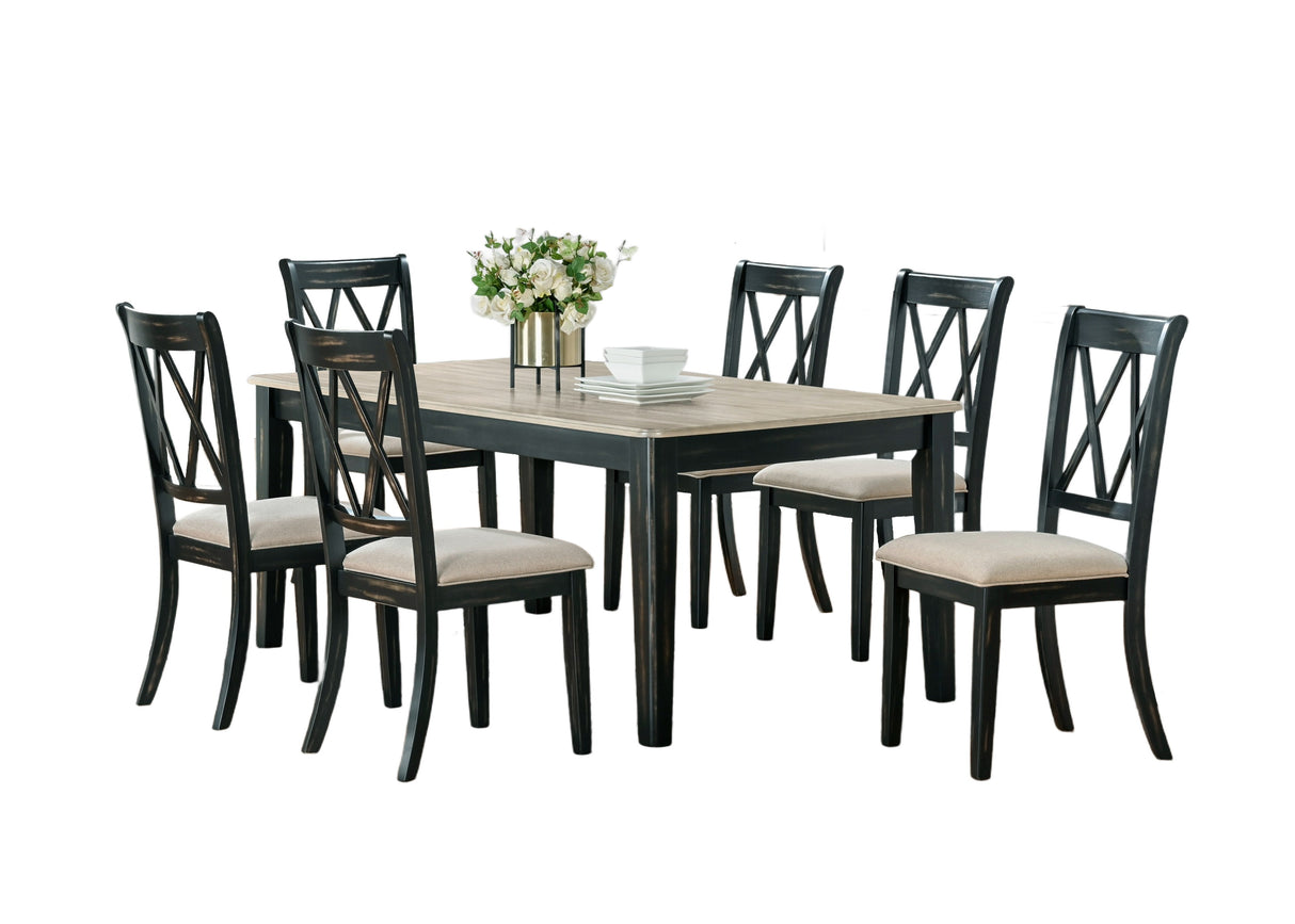 Camden Two-Tone 7-Piece Dining Set with X-Back Upholstered Chairs