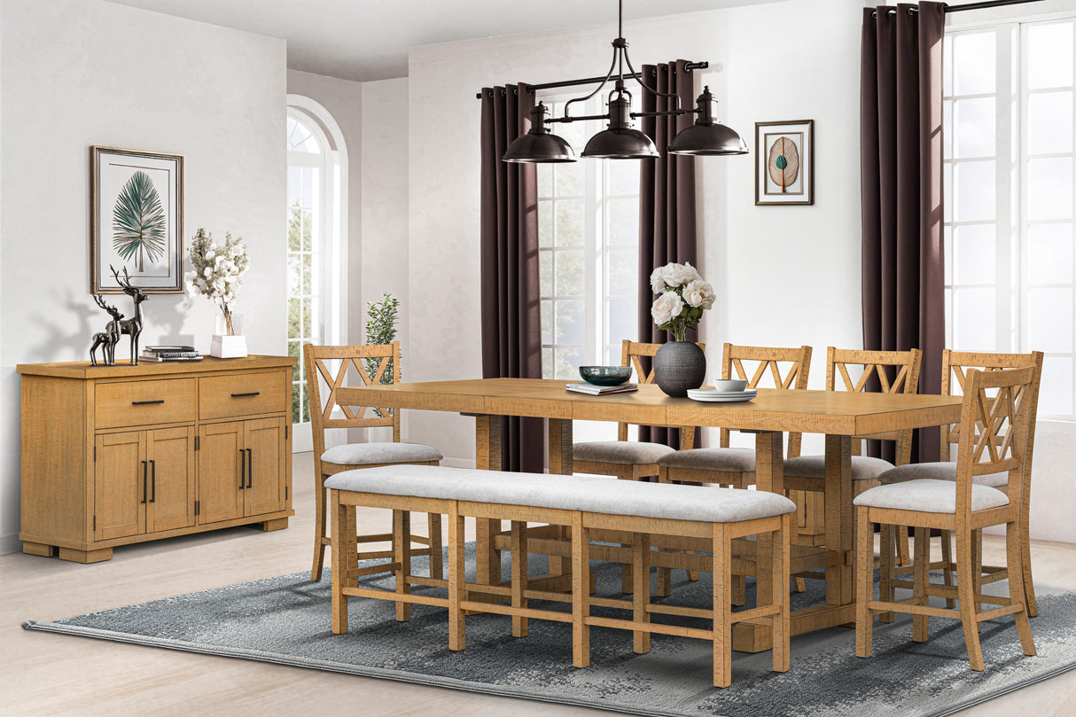8 Piece Counter Height Dining Room Set by Mollai Collections | Bel Furniture
