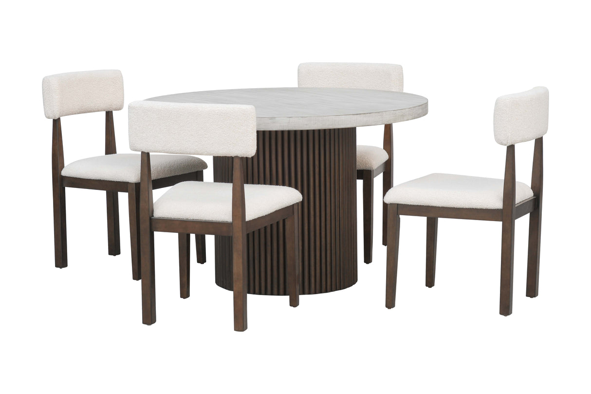 5-Piece Modern Round Dining Set by Mollai Collections | Bel Furniture