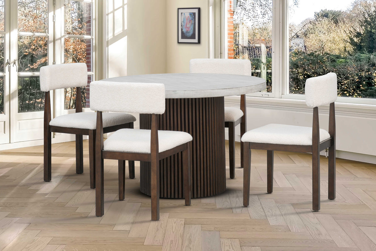5-Piece Modern Round Dining Set by Mollai Collections | Bel Furniture