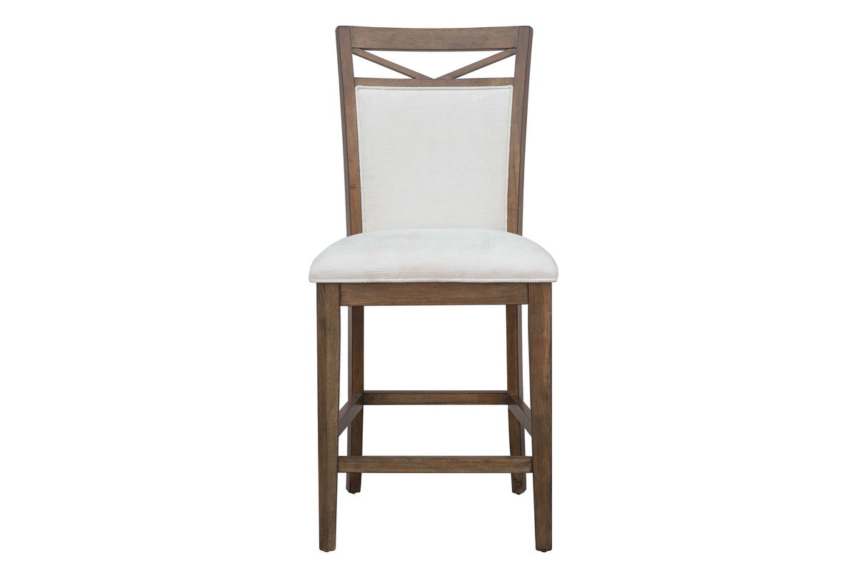 9 Piece Farmhouse White & Walnut Counter Height Dining Set with Storage by Mollai Collections | Bel Furniture