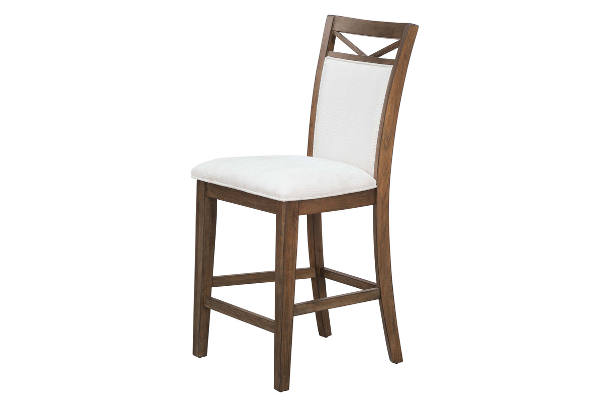 9 Piece Farmhouse White & Walnut Counter Height Dining Set with Storage by Mollai Collections | Bel Furniture