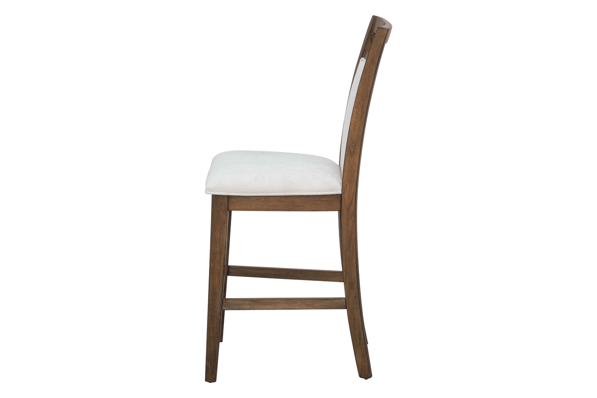 9 Piece Farmhouse White & Walnut Counter Height Dining Set with Storage by Mollai Collections | Bel Furniture