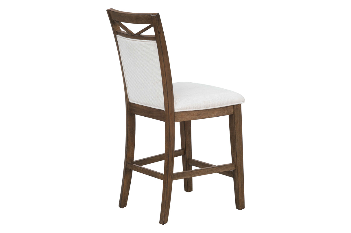 9 Piece Farmhouse White & Walnut Counter Height Dining Set with Storage by Mollai Collections | Bel Furniture