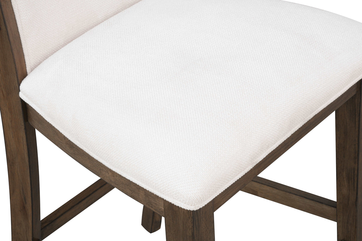 9 Piece Farmhouse White & Walnut Counter Height Dining Set with Storage by Mollai Collections | Bel Furniture