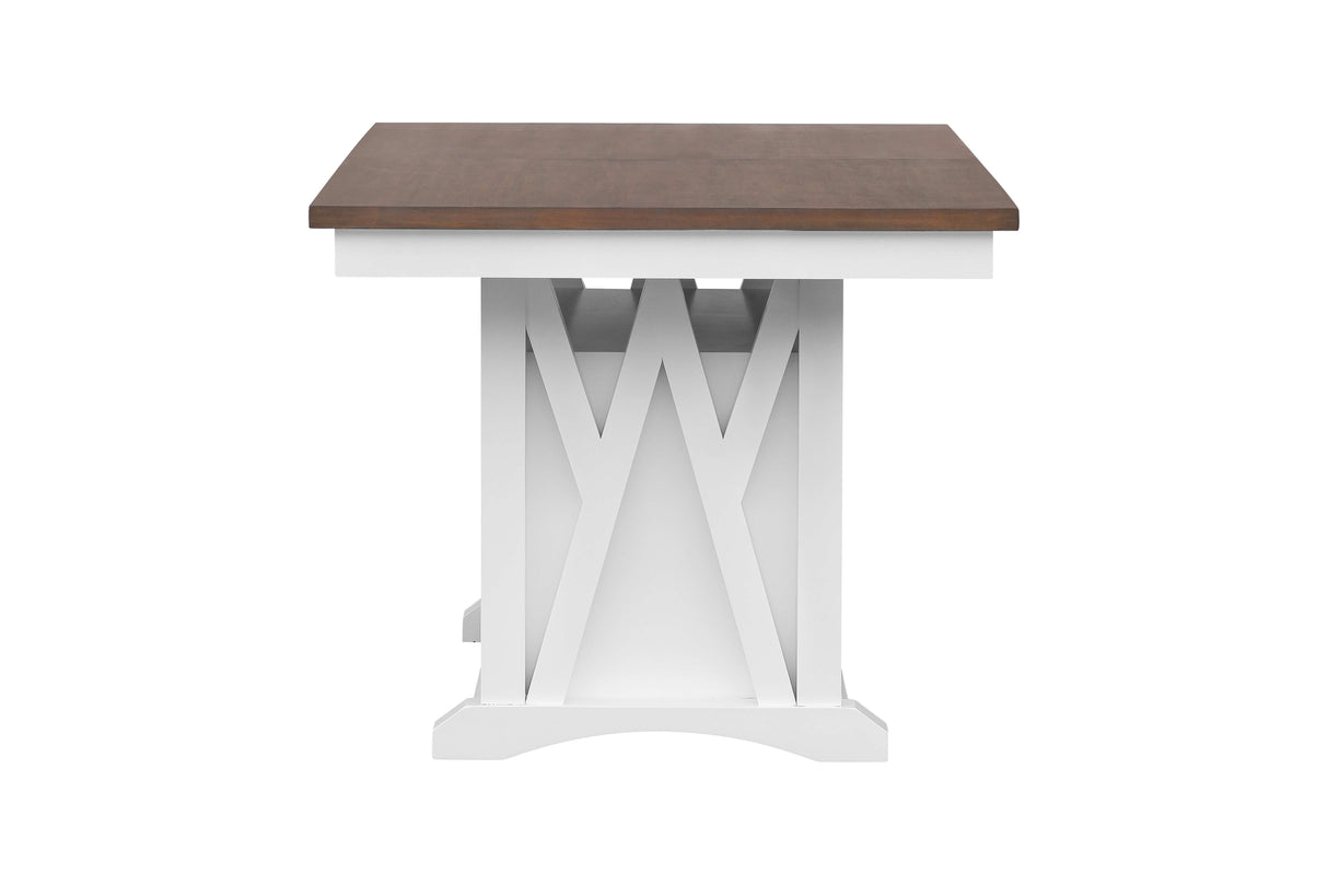 9 Piece Farmhouse White & Walnut Counter Height Dining Set with Storage by Mollai Collections | Bel Furniture