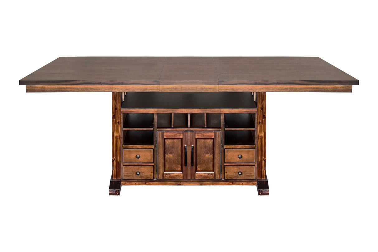 9-Piece Counter Height Dining Table Set with Storage Base - Rustic Brown