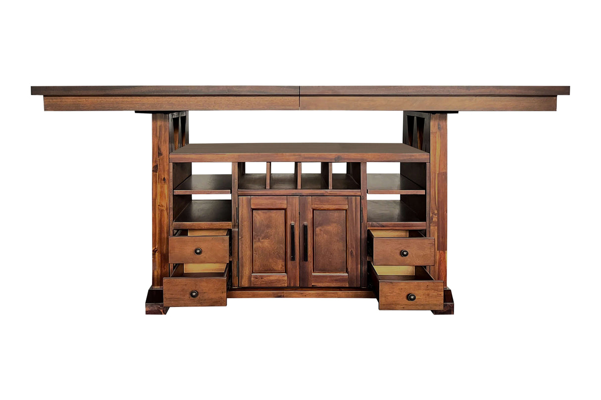 9-Piece Counter Height Dining Table Set with Storage Base - Rustic Brown