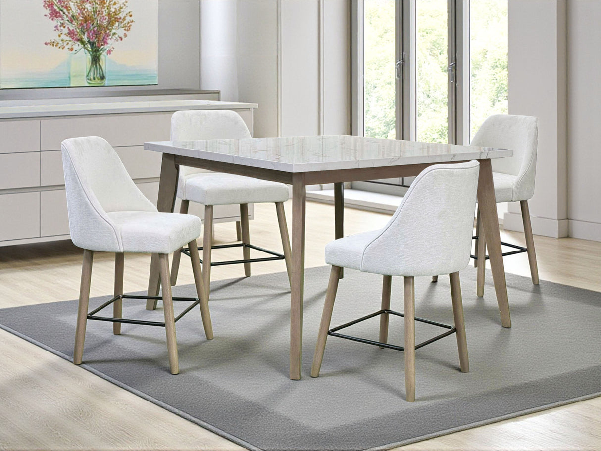 Modern 5-Piece Counter Height Dining Set with Square Table and 4 Barrel-Back Pub Chairs