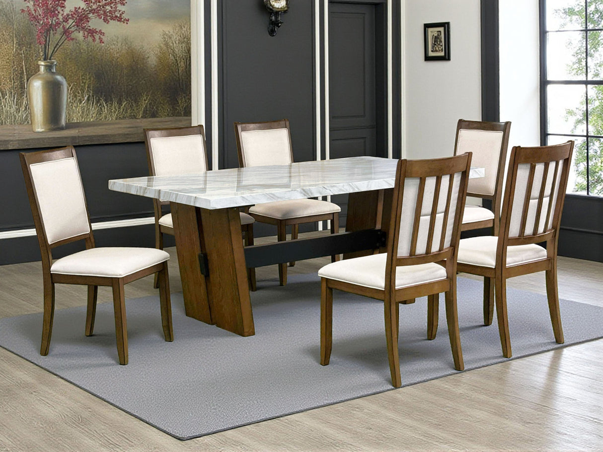 Briarstone Light Gray Marble-Look 7-Piece Dining Set