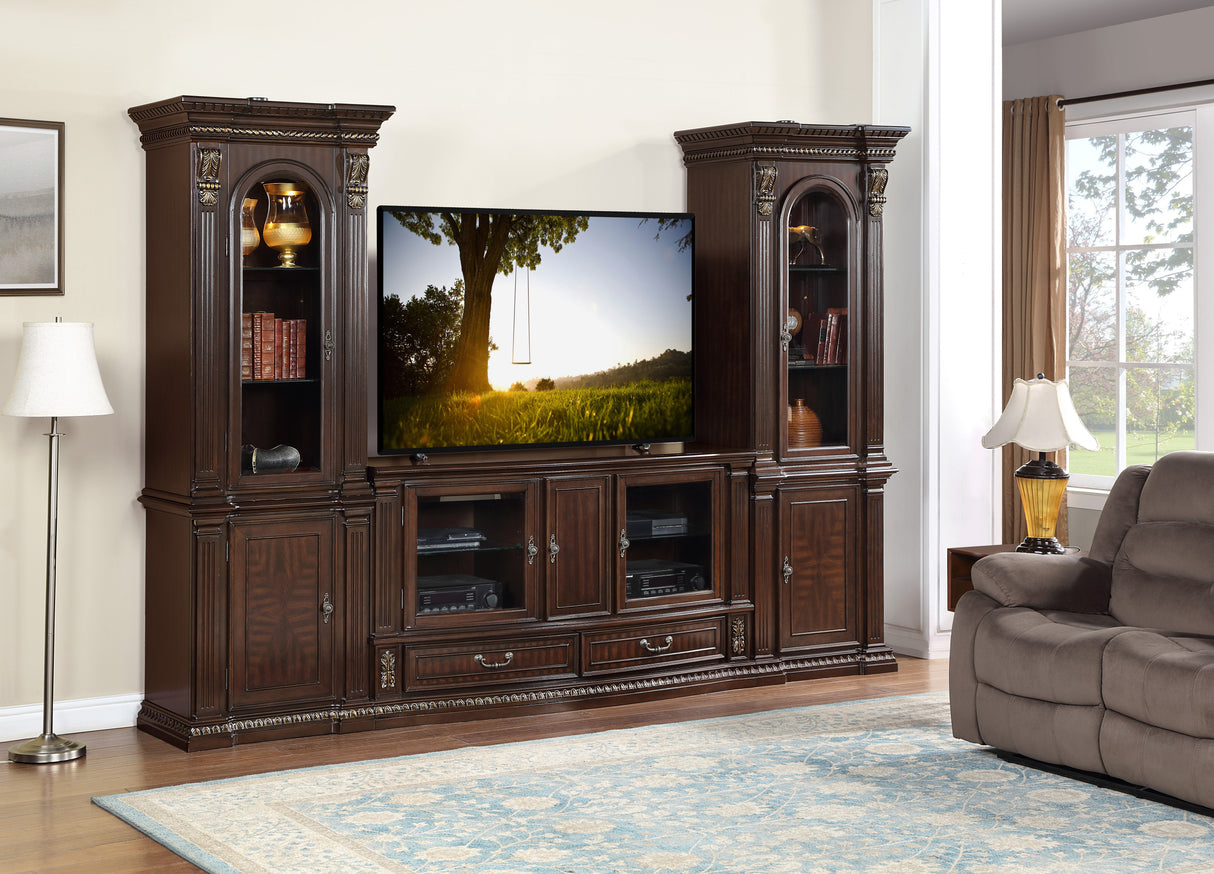Grand-Cherry 5 Piece Entertainment Center by Mollai Collections | Bel Furniture