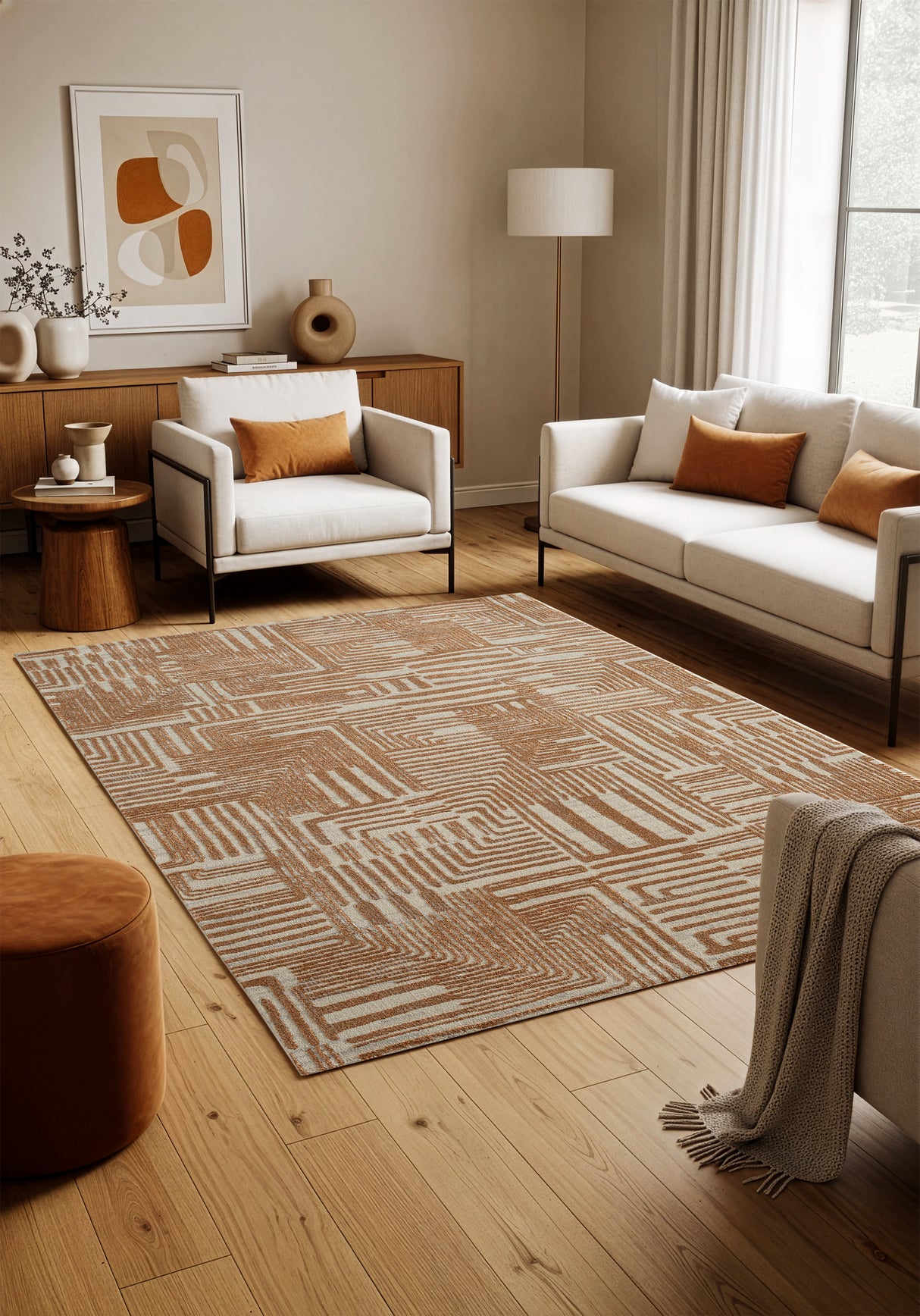 .Melet Terracotta Power-Loomed Area Rug - 6' 6" x 9' 0"