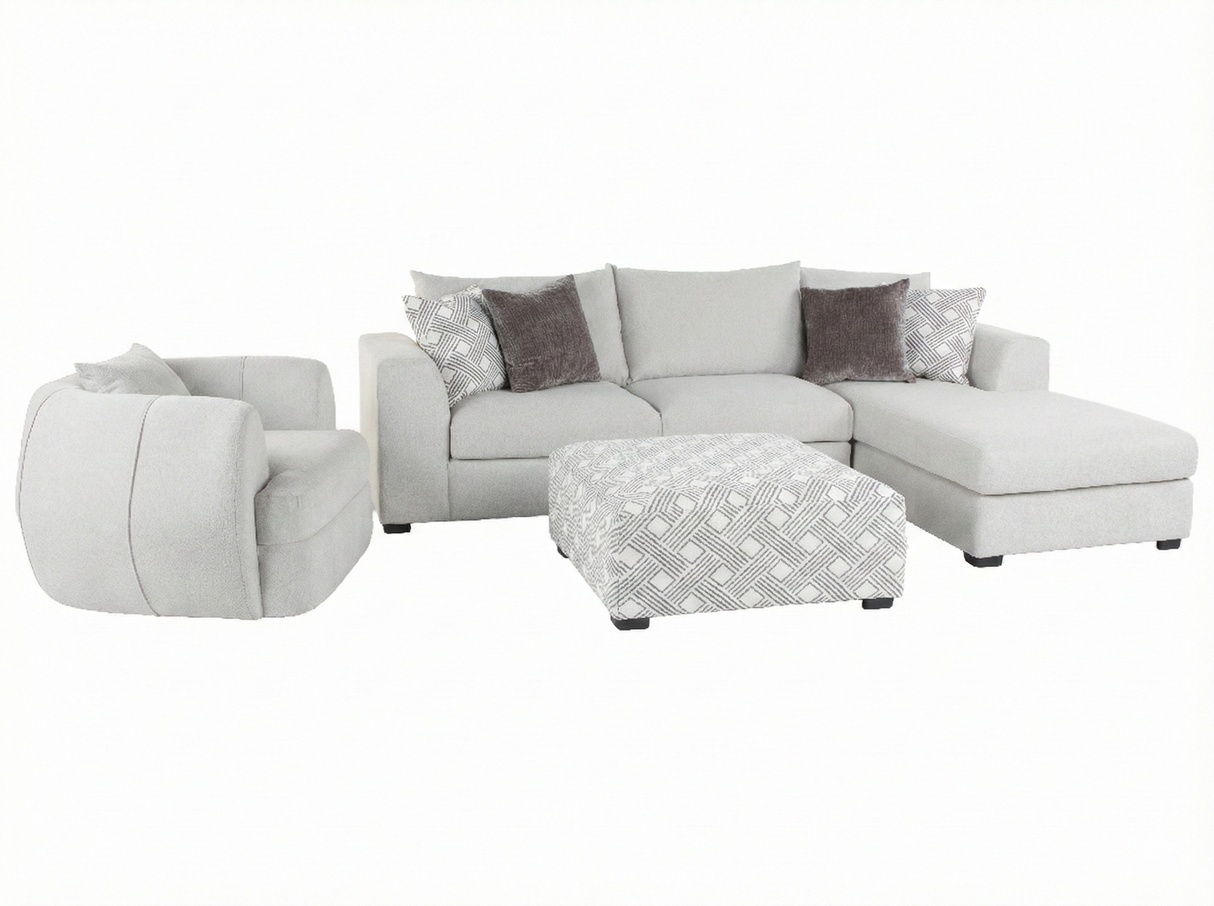 Airea Silver 2-Piece Sectional Sofa with Right-Facing Chaise