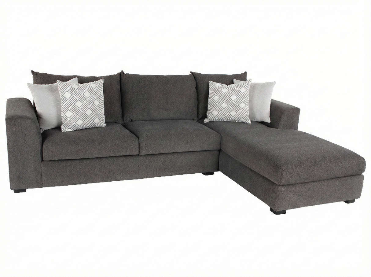 Dark Grey 2-Piece Sectional with Right-Facing Chaise