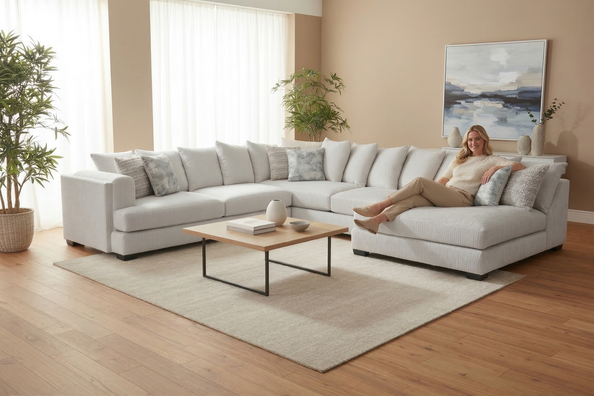 Cashmere Beige 3-Piece Modern U-Shaped Sectional Sofa
