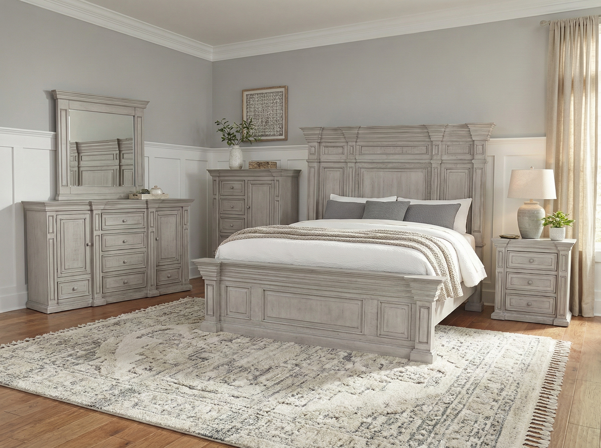 Farmhouse Aspen Gray Solid Wood 6-Piece Bedroom Set