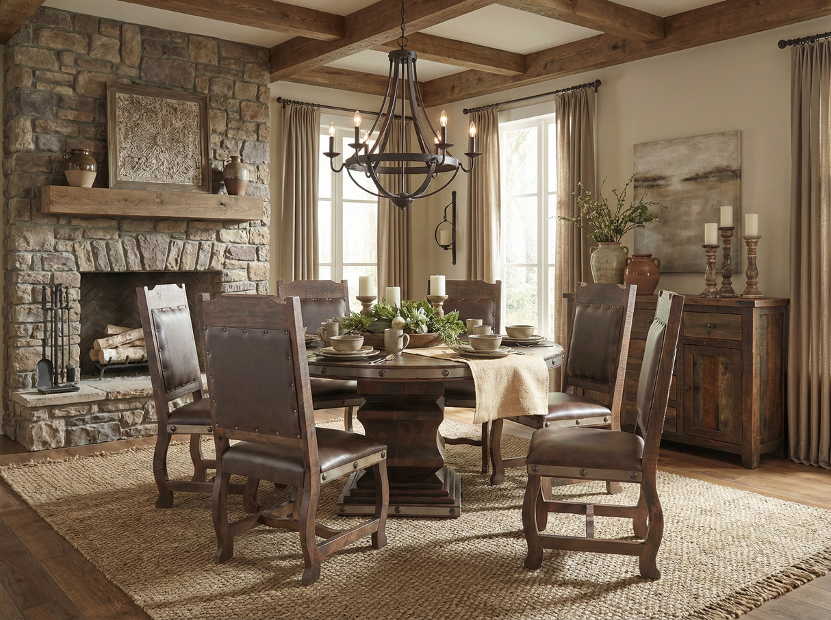 HACIENDA 7 PIECE ROUND DINING ROOM SET