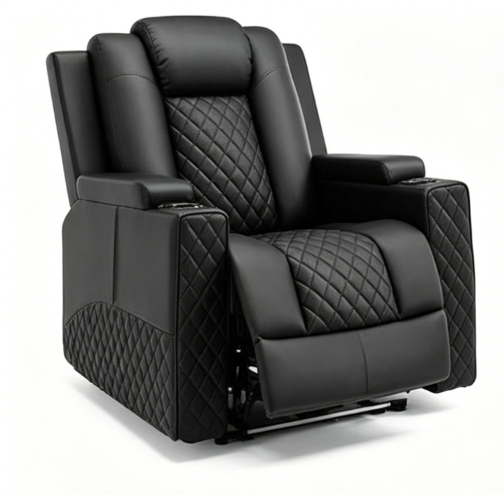Black Diamond-Quilted Massage Recliner Chair with LED Lights