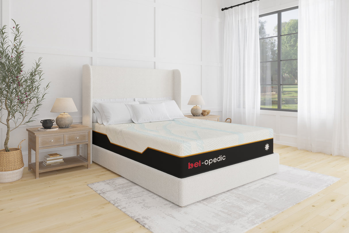 Hermes 13-Inch Luxury Firm Memory Foam Queen size Mattress with Foundation by bel-opedic | Bel Furniture