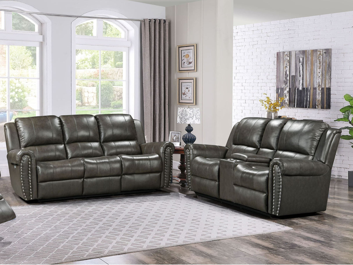 2-Piece Living Room Set: Power Reclining Sofa & Stationary Loveseat - Top Grain Leather by Sara Collections | Bel Furniture