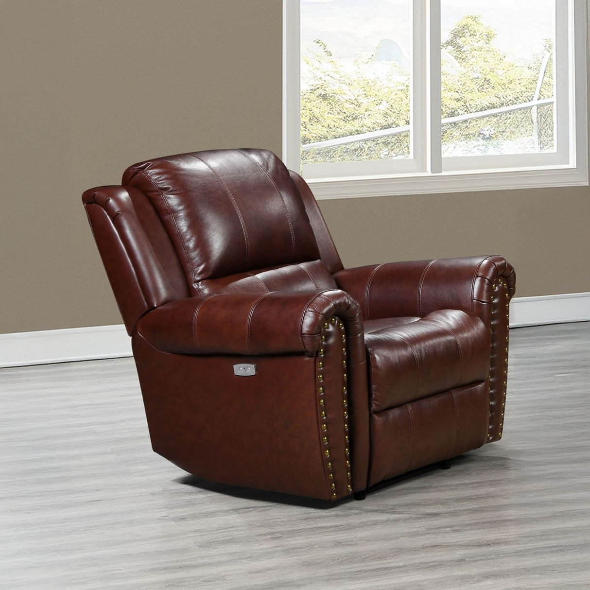 Power Recliner Chair- Top Grain Leather by Sara Collections | Bel Furniture