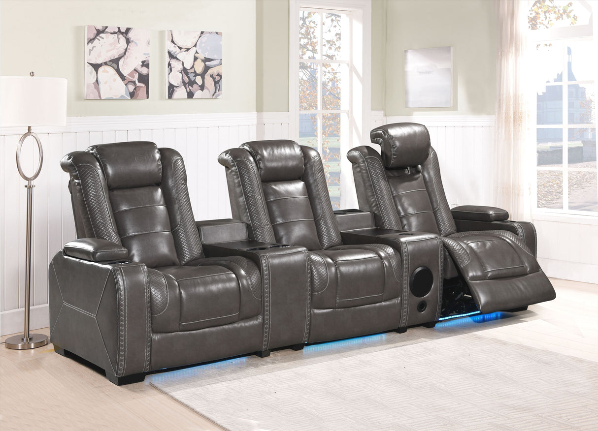 3-Piece Power Recline Home Theater Seating by Sara Collections | Bel Furniture