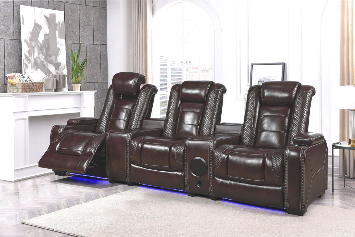 3-Piece Power Recline Home Theater Seating by Sara Collections | Bel Furniture