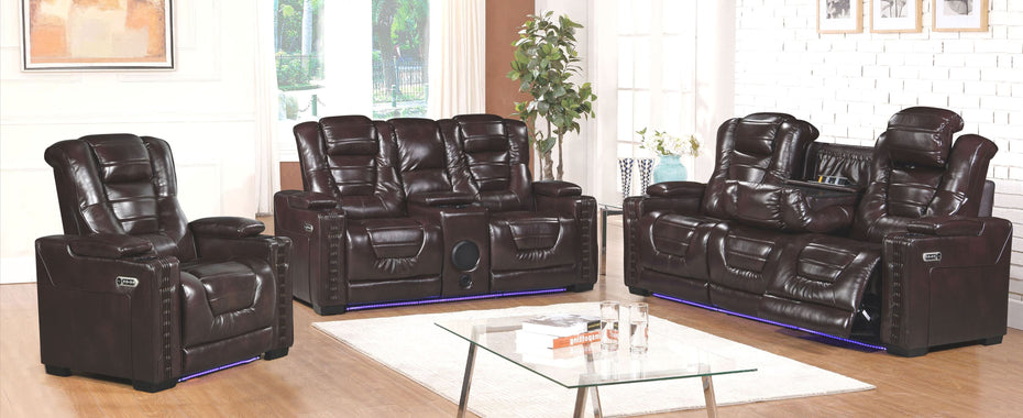 Power Reclining Sofa & Loveseat With Adjustable Power Headrest - Leather G