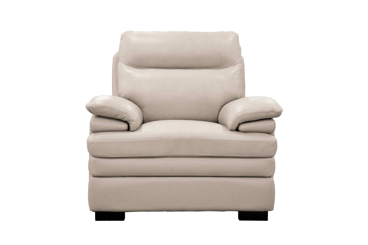 Light Beige Top Grain Leather 3-Piece Living Room Set with Sofa, Loveseat & Chair