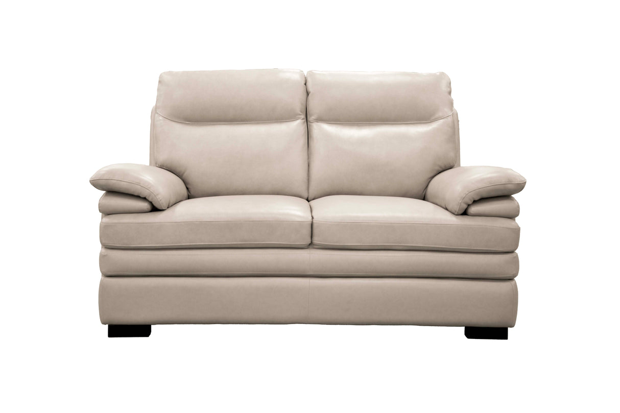 Light Beige Top Grain Leather 3-Piece Living Room Set with Sofa, Loveseat & Chair