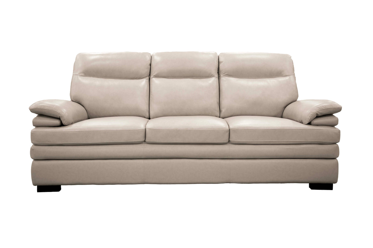 Light Beige Top Grain Leather 3-Piece Living Room Set with Sofa, Loveseat & Chair