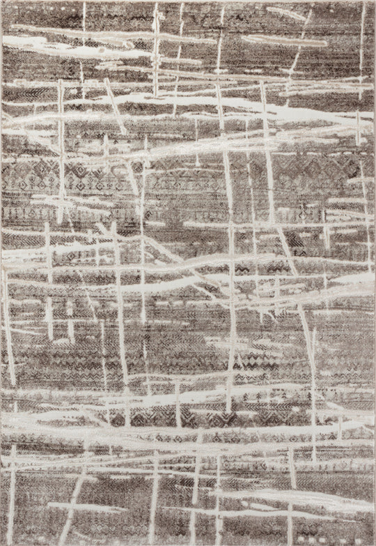 Abstract patterned rug with gray and white colors