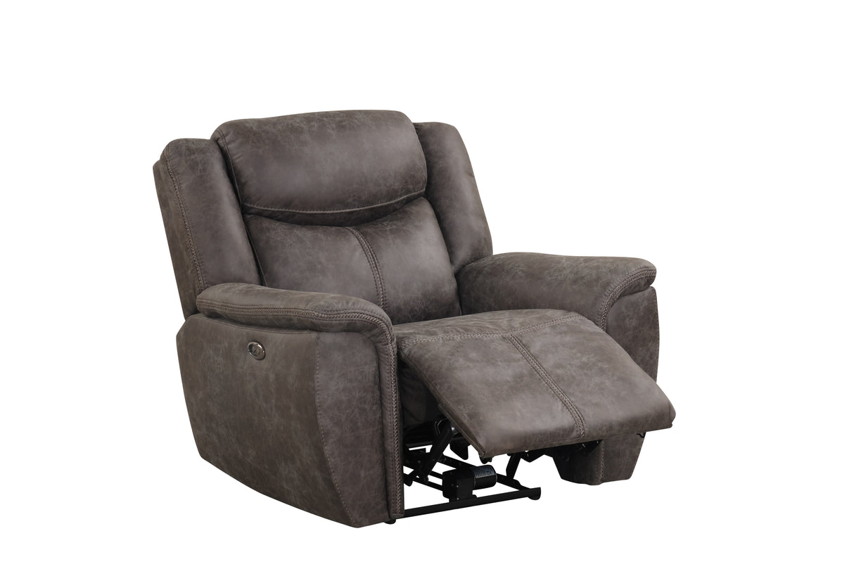 Contemporary Dark Gray 3-Piece Power Reclining Living Room Set with Console & USB