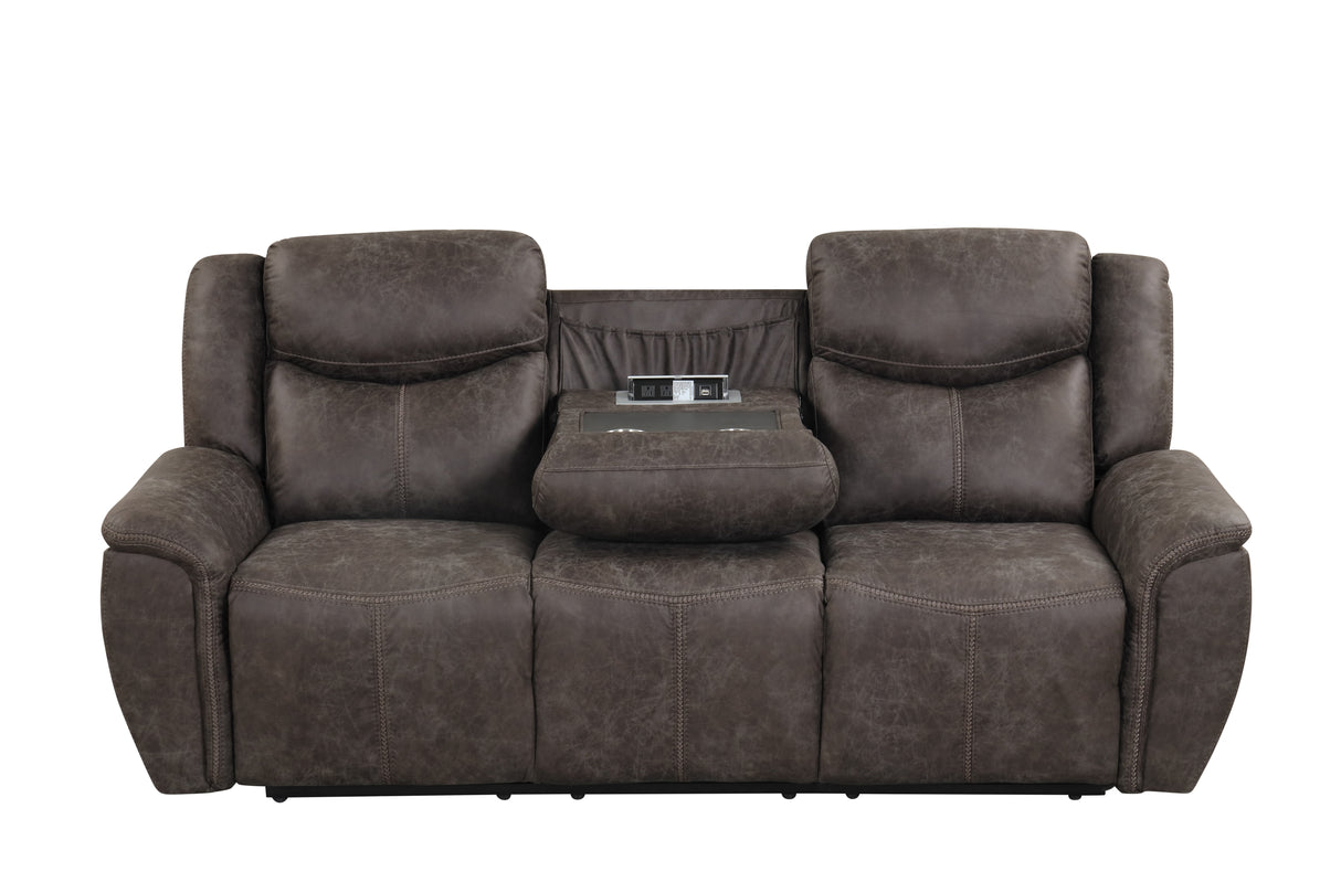 Contemporary Dark Gray 3-Piece Power Reclining Living Room Set with Console & USB