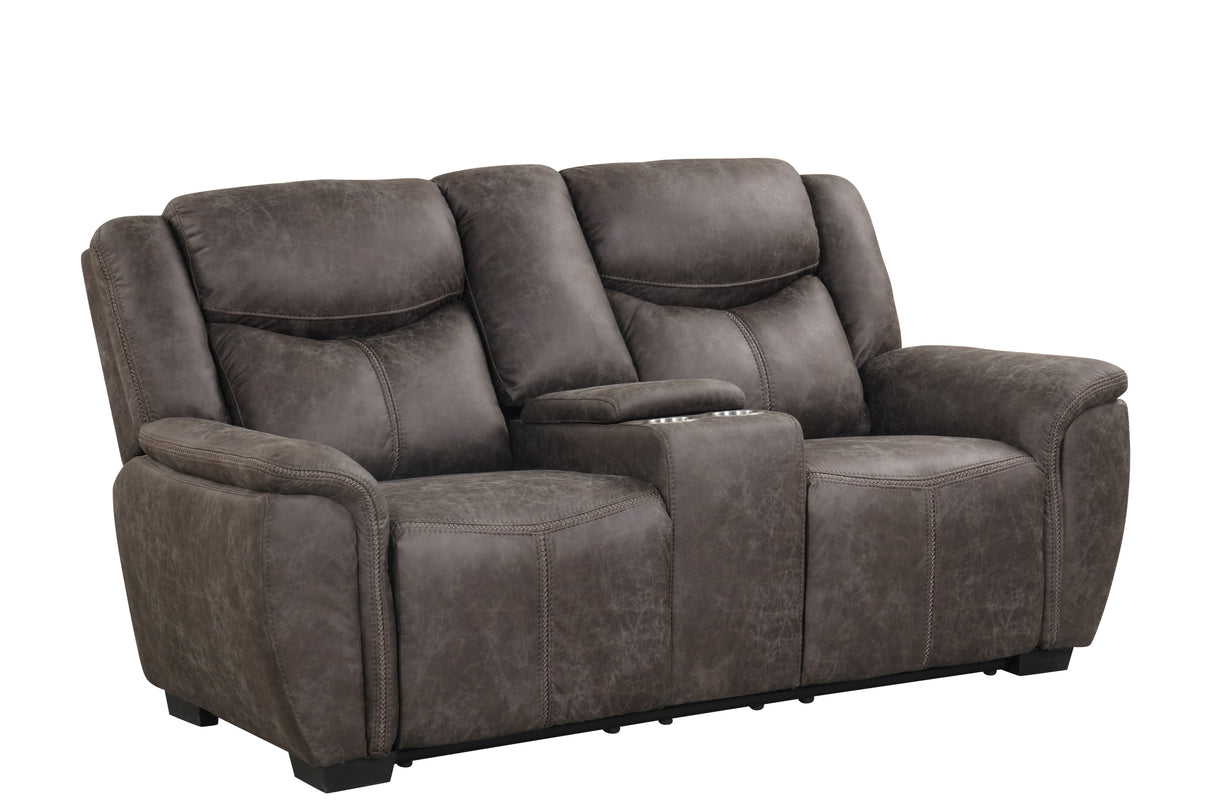 Contemporary Dark Gray 3-Piece Power Reclining Living Room Set with Console & USB