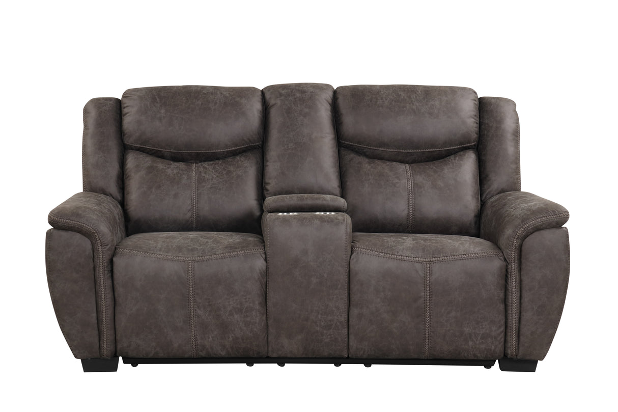 Contemporary Dark Gray 3-Piece Power Reclining Living Room Set with Console & USB