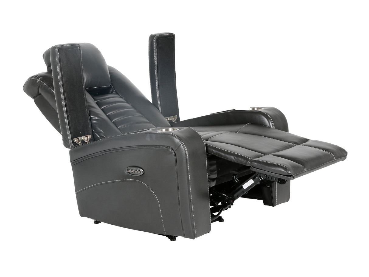 Meridian Grey 3-Piece Living Room Set with Power Headrests, Cup Holders & Storage