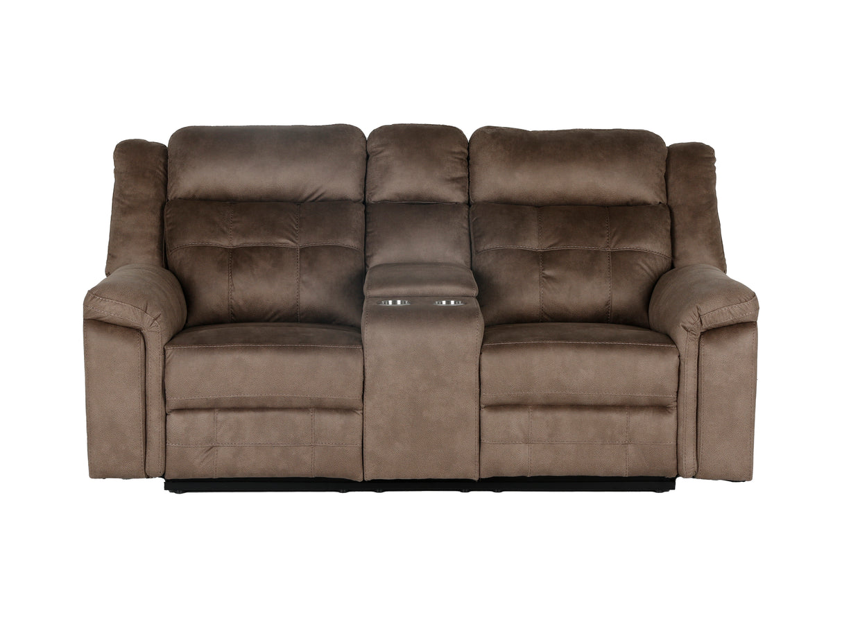 Keily Brown Power Reclining Sofa, Stationary Loveseat & Power Recliner Set with Console