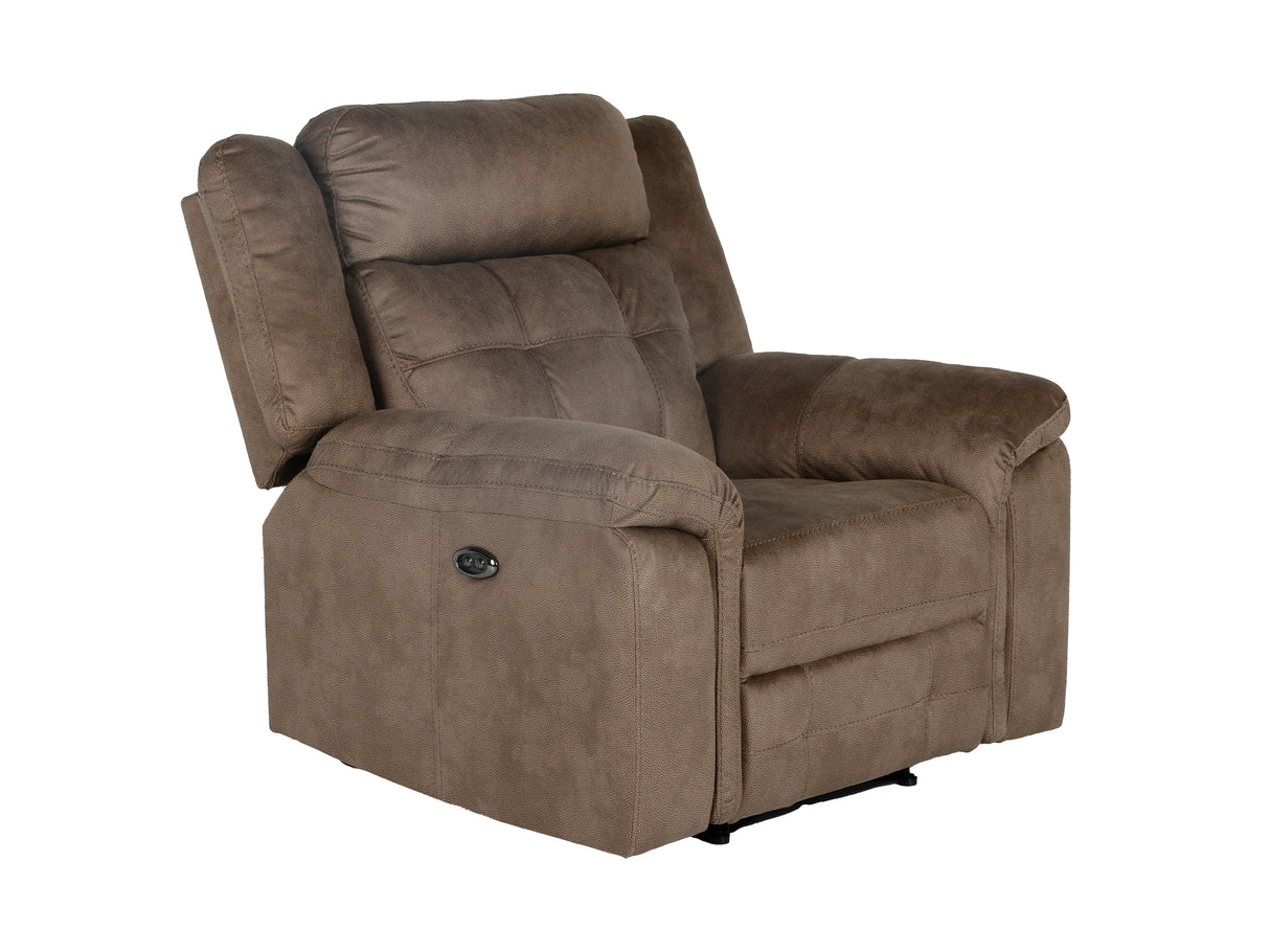 Keily Brown Power Reclining Sofa, Stationary Loveseat & Power Recliner Set with Console