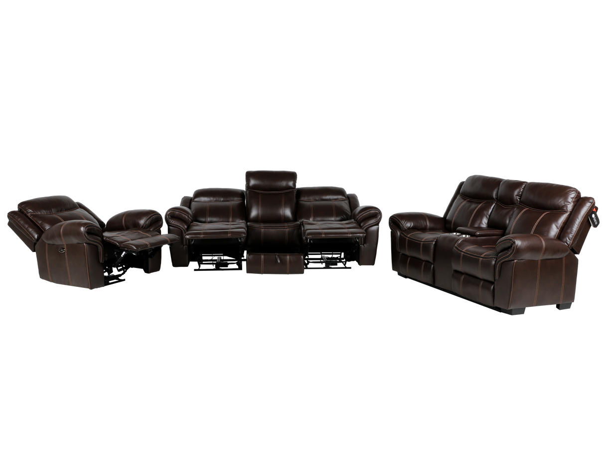 3 Piece Living Room Set: Power Reclining Sofa, Power Reclining Chair, Stationary Loveseat by Sara Collections | Bel Furniture