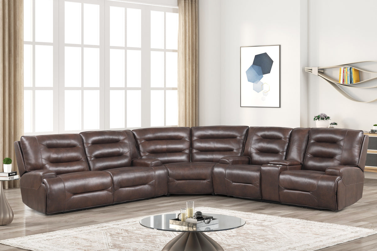 3 Piece Power Reclining Sectional in Top Grain Leather by Sara Collections | Bel Furniture