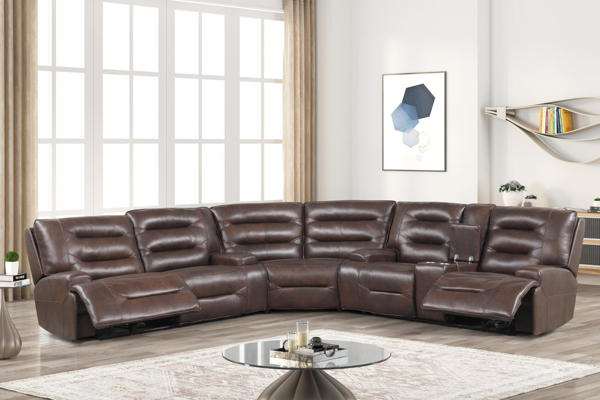 3 Piece Power Reclining Sectional in Top Grain Leather by Sara Collections | Bel Furniture