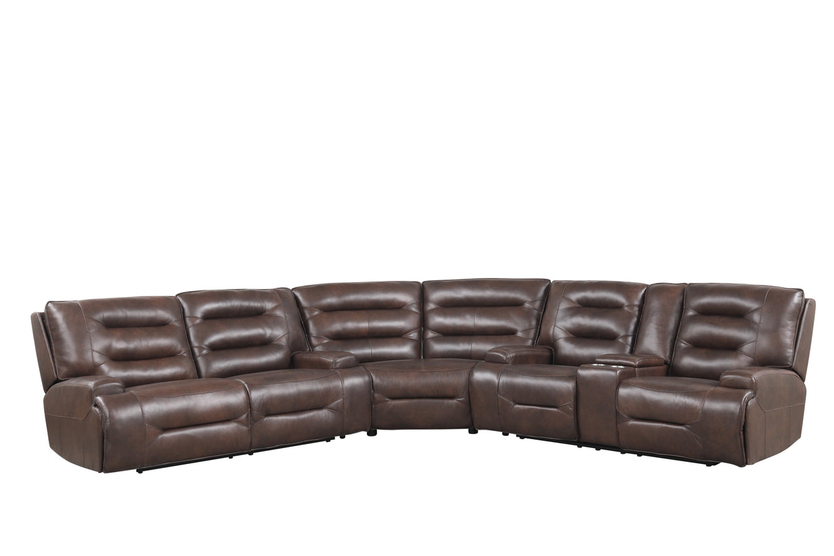 3 Piece Power Reclining Sectional in Top Grain Leather by Sara Collections | Bel Furniture