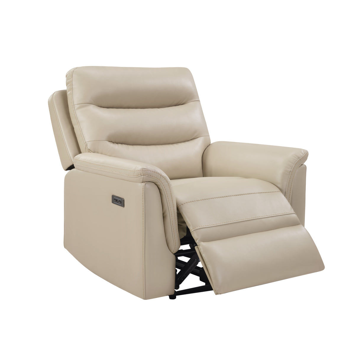 Beige Dual Power Recliner with Power Headrest & Footrest