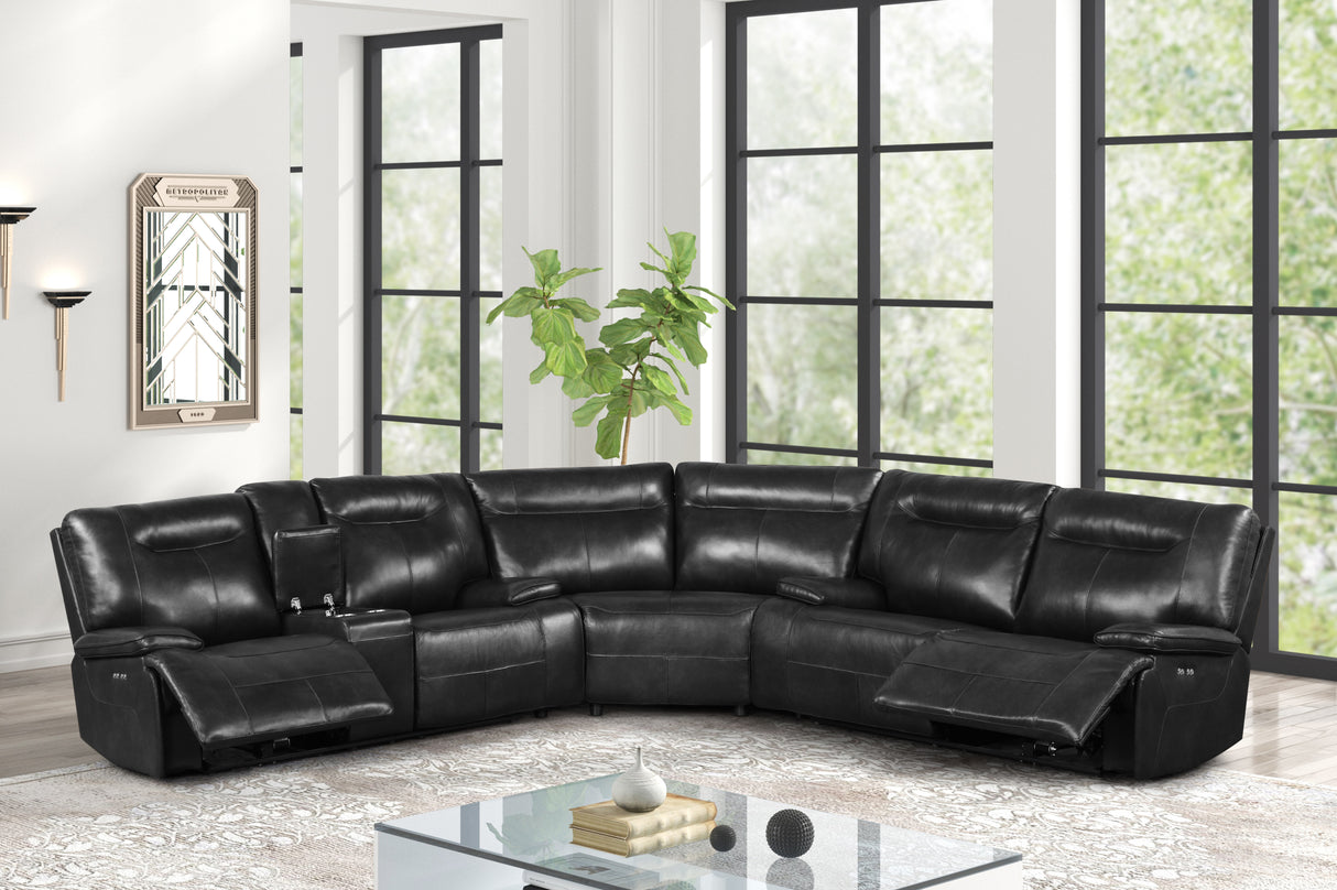 3 Piece Power Reclining Sectional - Top Grain Leather by Sara Collections | Bel Furniture