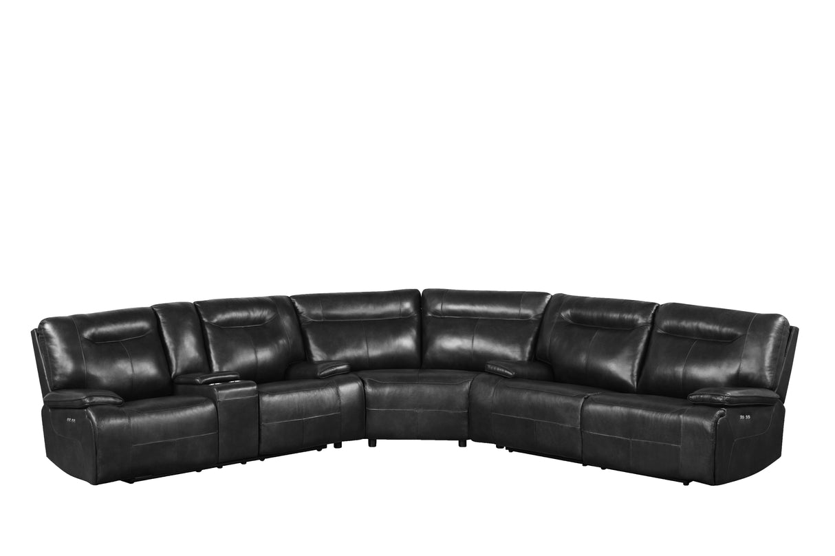 3 Piece Power Reclining Sectional - Top Grain Leather by Sara Collections | Bel Furniture