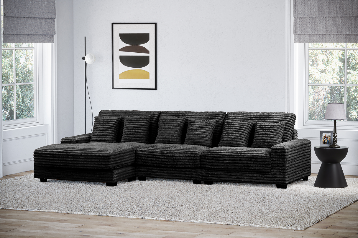 Midnight Black 3 Piece Sectional