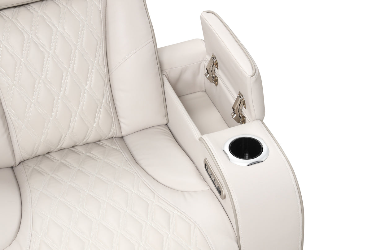 Cream Power Reclining Sectional w/ Massage, LED, Bluetooth Speakers & Wireless Charging